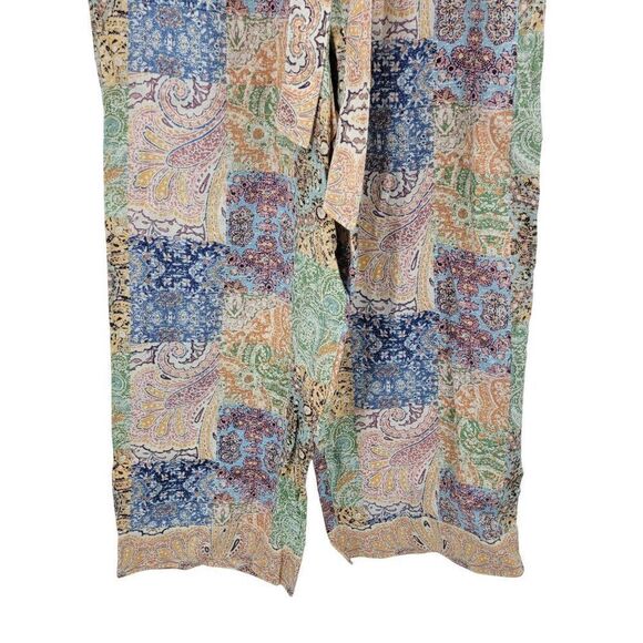Rachel Zoe Womens Linen Multicolor Paisley Patchwork Wide-Leg Pants Sz L Boho - Picture 9 of 14